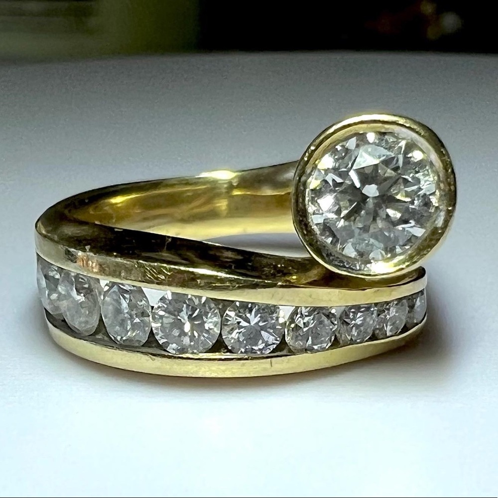 SOLD*Mid Century c1960s -70s 14k 1.15 ctw Diamond Modernist Ring 9.7g